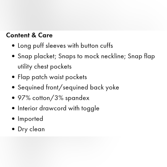 97% Cotton Boston Proper Sequin Embellished Women's Military Jacket Size Small - Picture 10 of 16